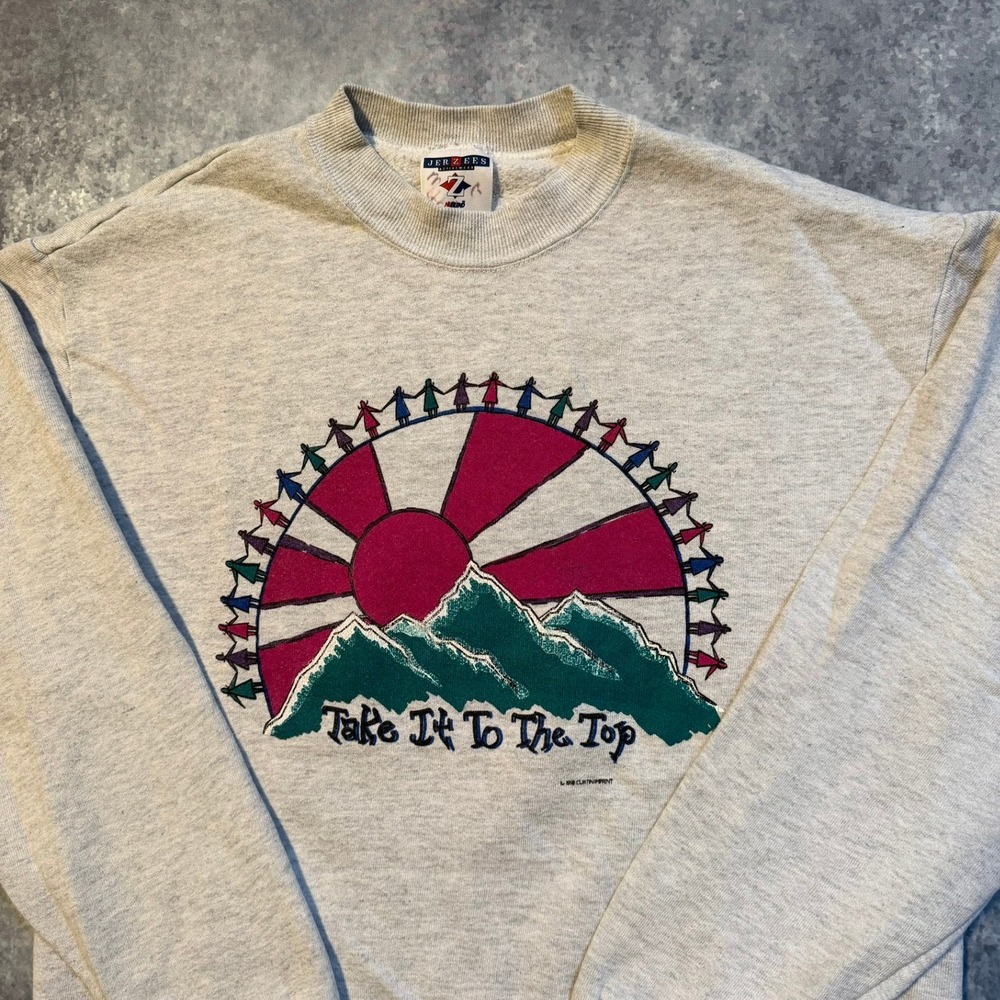 Vintage Take It To The Top‎ Mountain Graphic Sweatshirt Grey Womens Medium 90s